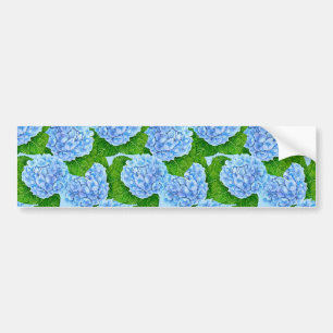 Blue hydrangea waterolor pattern bumper sticker