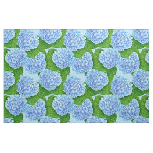 Blue hydrangea waterolor pattern fabric