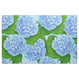 Blue hydrangea waterolor pattern fabric