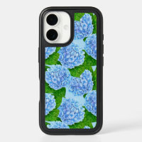Blue hydrangea waterolor pattern