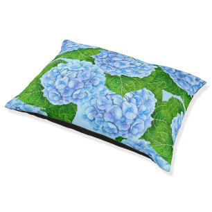 Blue hydrangea waterolor pattern pet bed