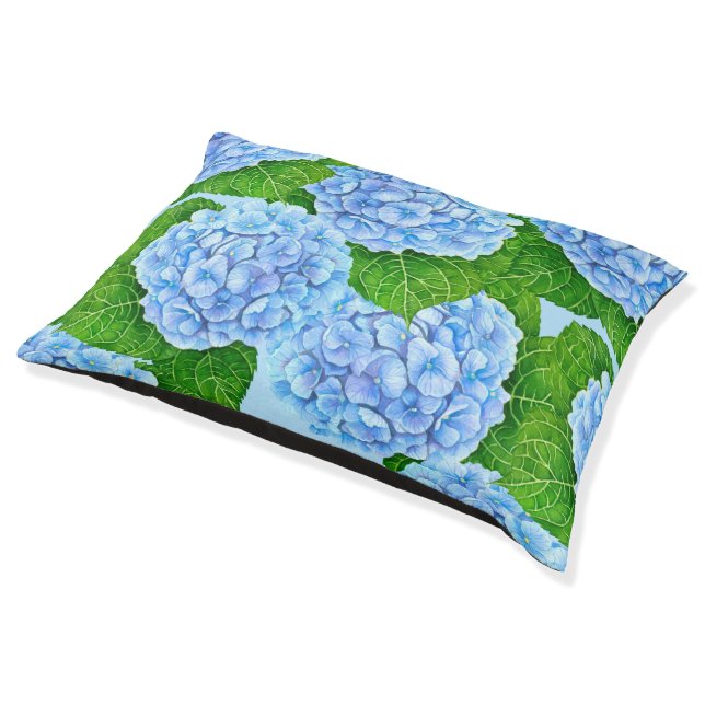 Blue hydrangea waterolor pattern pet bed (Angled)
