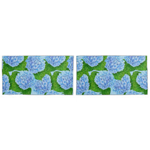 Blue hydrangea waterolor pattern pillow case