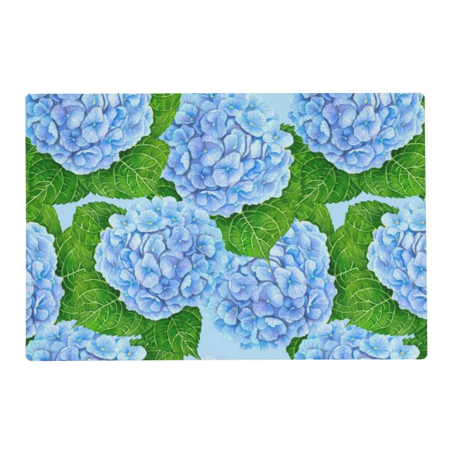 Blue hydrangea waterolor pattern placemat (Front)