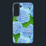 Blue hydrangea waterolor pattern samsung galaxy s22  case<br><div class="desc">Pattern made of blue hydrangea flower painted with watercolors.</div>