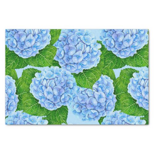 Blue hydrangea waterolor pattern tissue paper