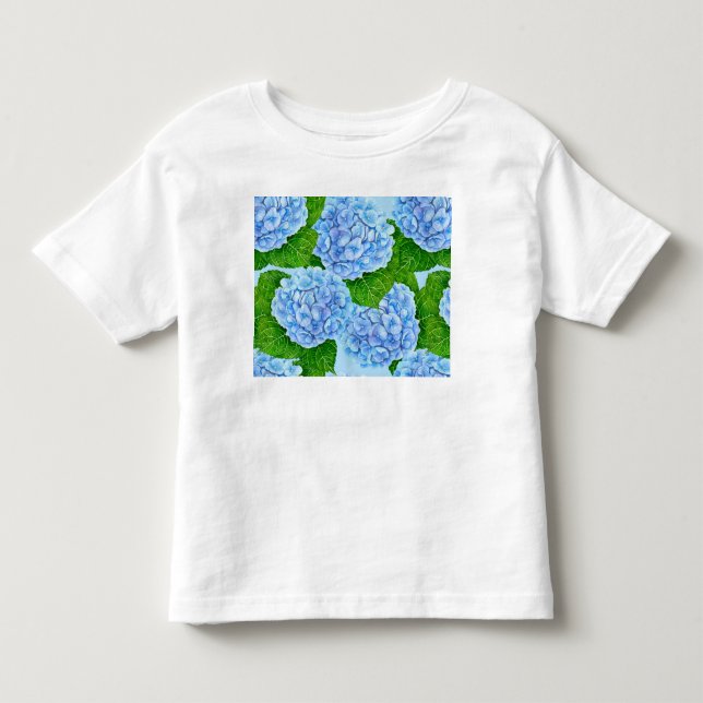 Blue hydrangea waterolor pattern toddler t-shirt (Front)