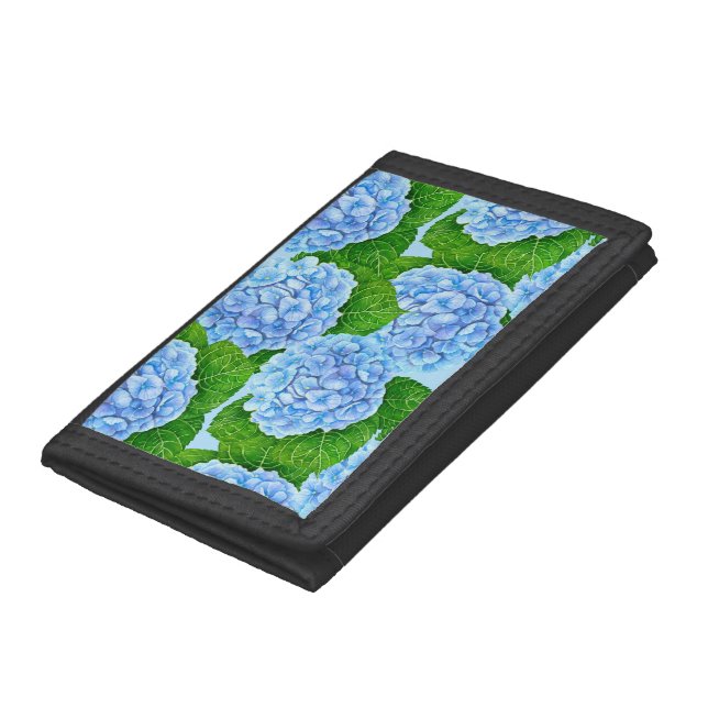 Blue hydrangea waterolor pattern tri-fold wallet (Bottom)