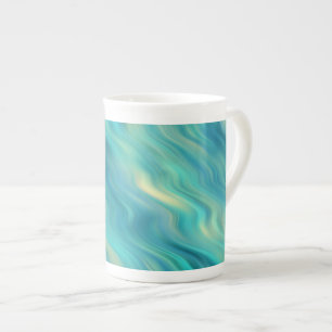 Blue Hydrangea Wavy Texture Bone China Mug
