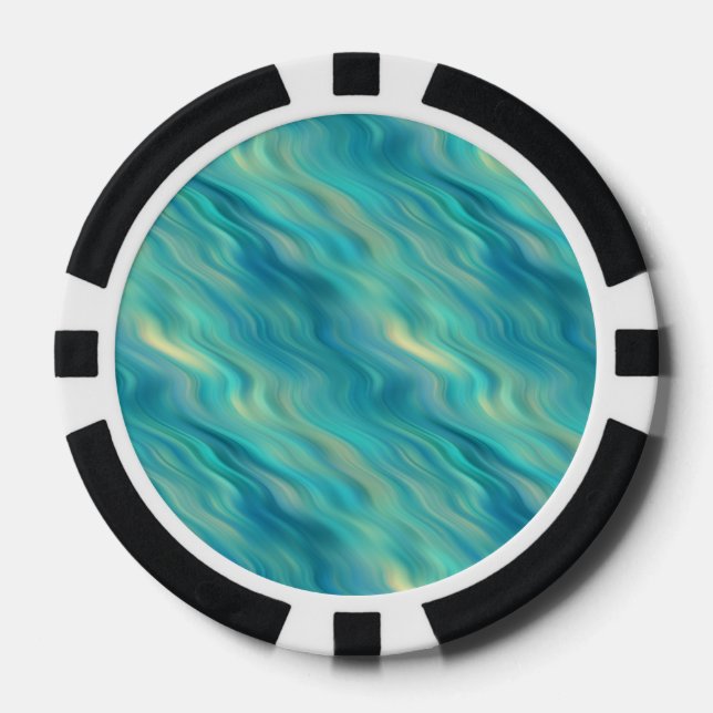 Blue Hydrangea Wavy Texture Poker Chips (Front)