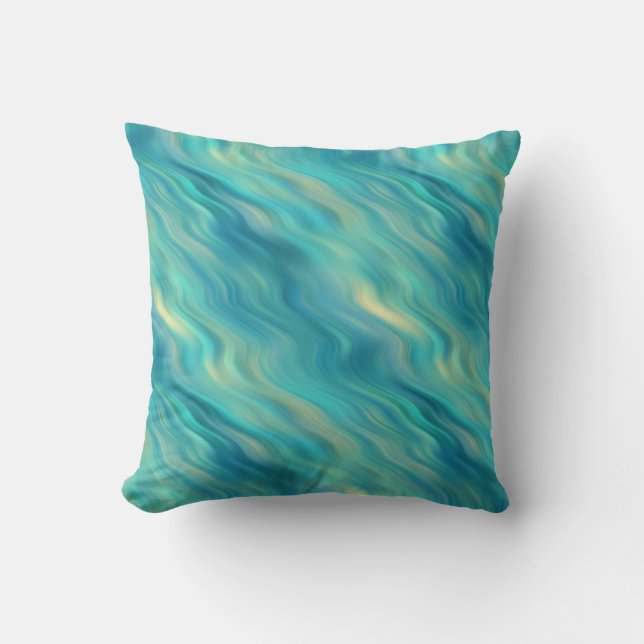Blue Hydrangea Wavy Texture Throw Pillow (Front)