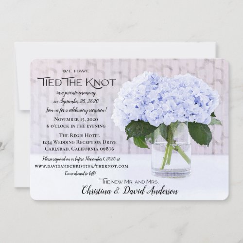 Blue Hydrangea We Have Tied the Knot Invitation