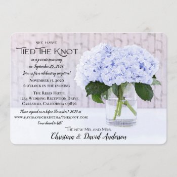 Blue Hydrangea We Have Tied The Knot Invitation by PetitePaperie at Zazzle