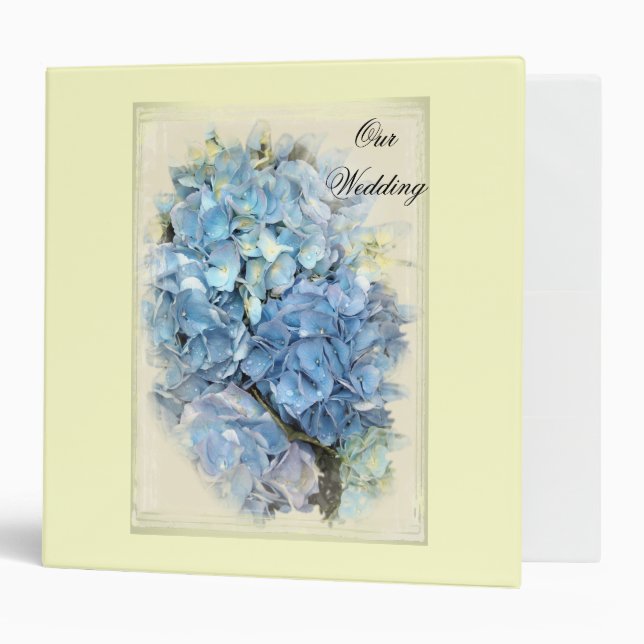 Blue Hydrangea Wedding 3 Ring Binder (Front/Inside)