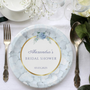 Blue Hydrangea Wedding Bridal Shower  Paper Plates