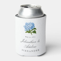 Blue Hydrangea Wedding Can Cooler