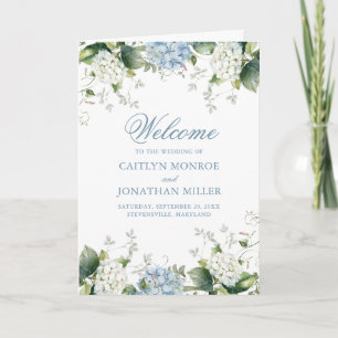 Blue Hydrangea Wedding Ceremony Folded Program