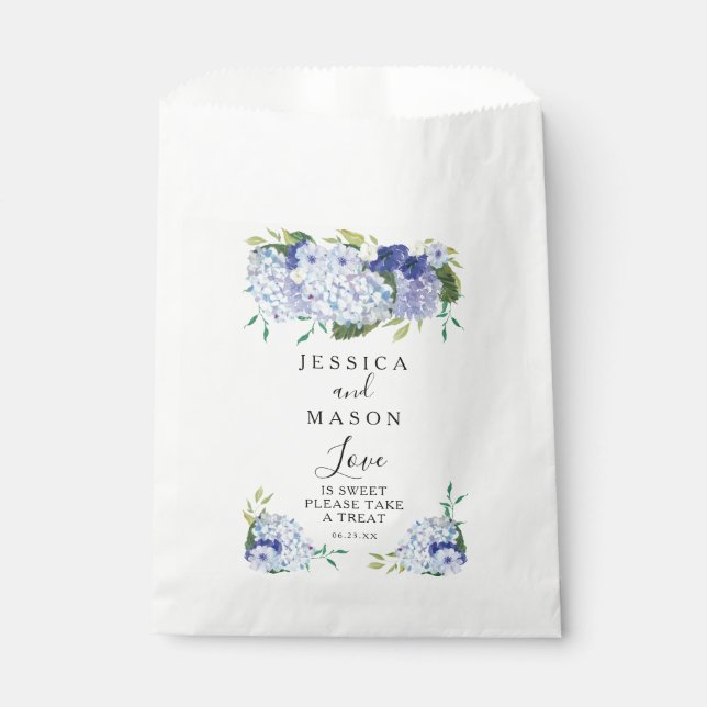 Blue Hydrangea Wedding  Favor Bags (Front)