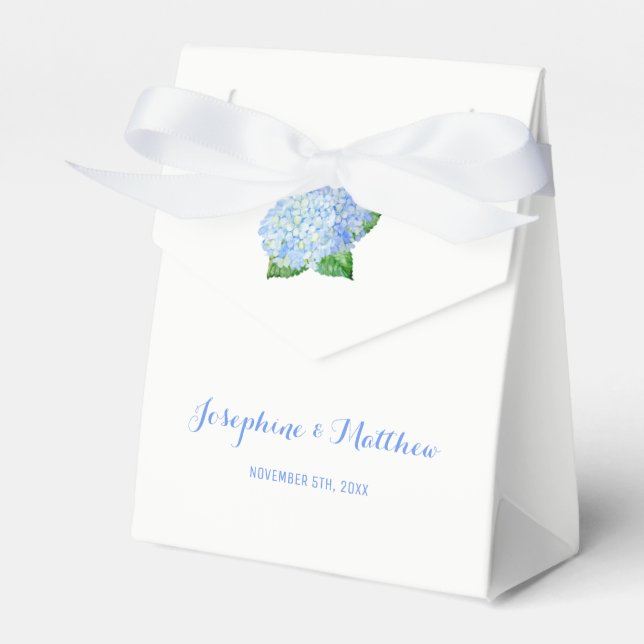 Blue Hydrangea Wedding Favor Boxes (Front Side)