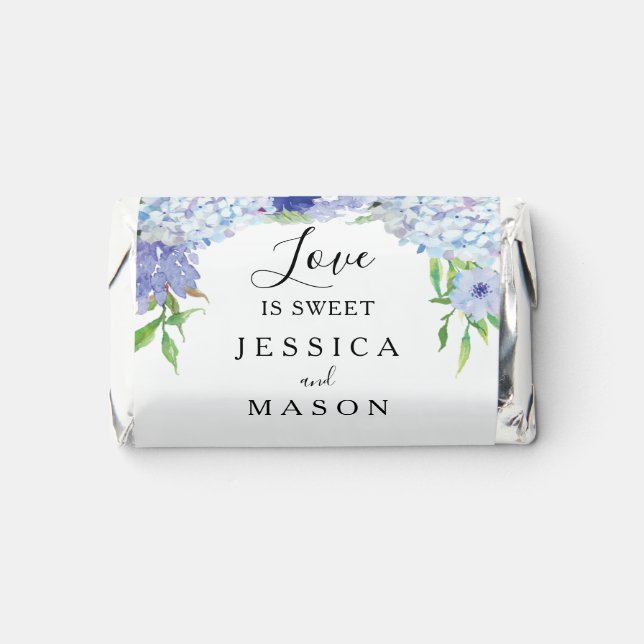 Blue Hydrangea Wedding Favors Chocolate Candy (Front)