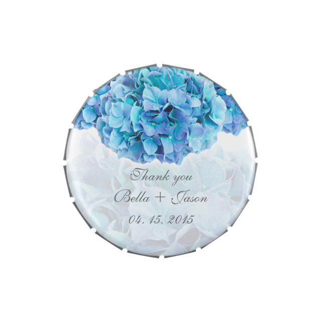 Blue hydrangea wedding favors hydrangea3 jelly belly candy tin (Top)