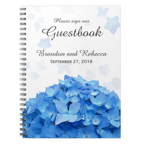 Blue Hydrangea Wedding Guestbook Notebook