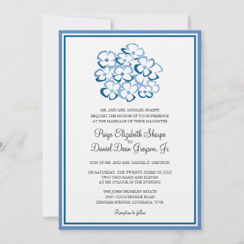 Blue Hydrangea Wedding Invitation