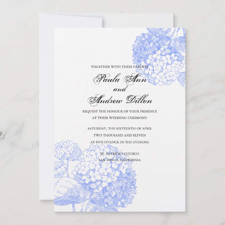 Blue Hydrangea Wedding Invitation Zazzle