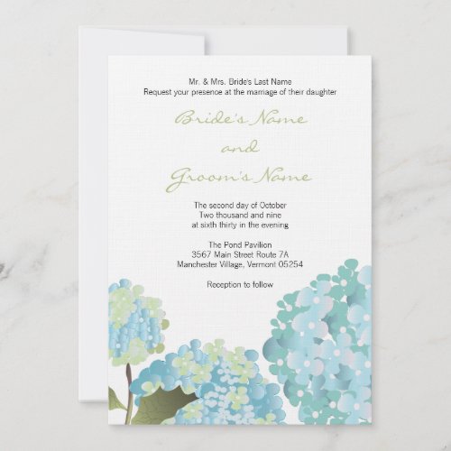 Blue Hydrangea Wedding Invitation