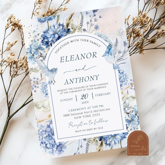 Blue Hydrangea Wedding Invitation (Creator Uploaded)