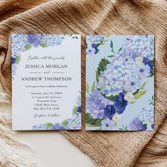 Blue Hydrangea Wedding Invitation (Creator Uploaded)