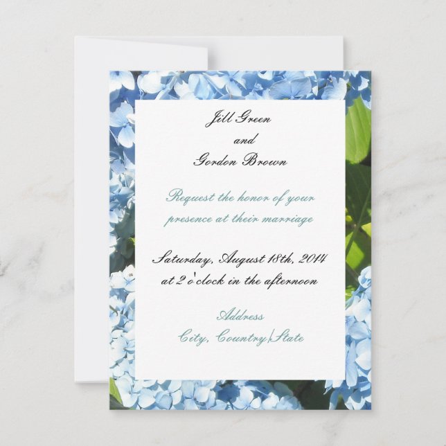 Blue Hydrangea Wedding Invitation (Front)