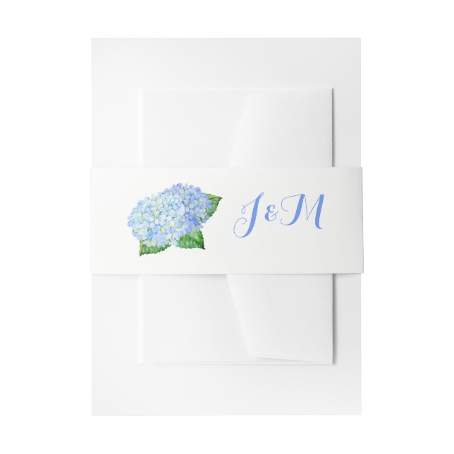 Blue Hydrangea Wedding Invitation Belly Bands Invitation Belly Band (Front Example)