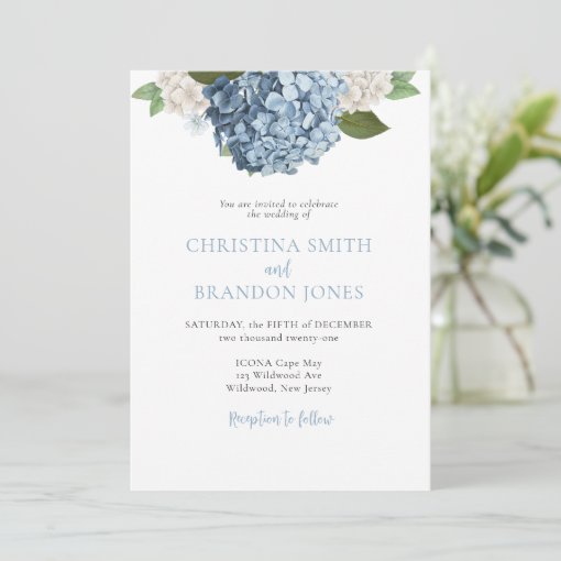Blue Hydrangea Wedding Invitations Zazzle