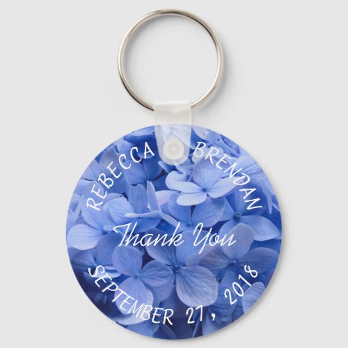 Blue Hydrangea Wedding Key Chain Rings Favors