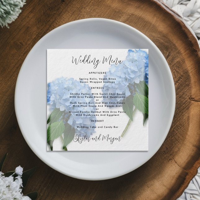 Blue Hydrangea Wedding Menu Round Invitation (Creator Uploaded)