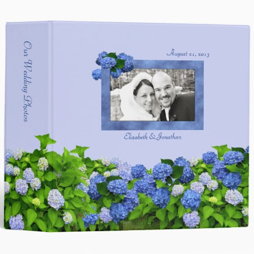 Blue Hydrangea Wedding Photo Binder 2 inch 3 Ring Binder