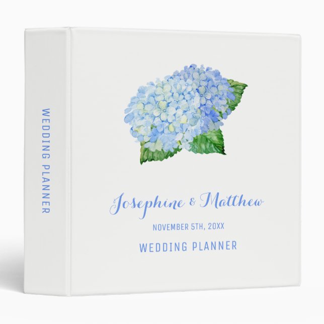 Blue Hydrangea Wedding Planner Binder (Front/Spine)