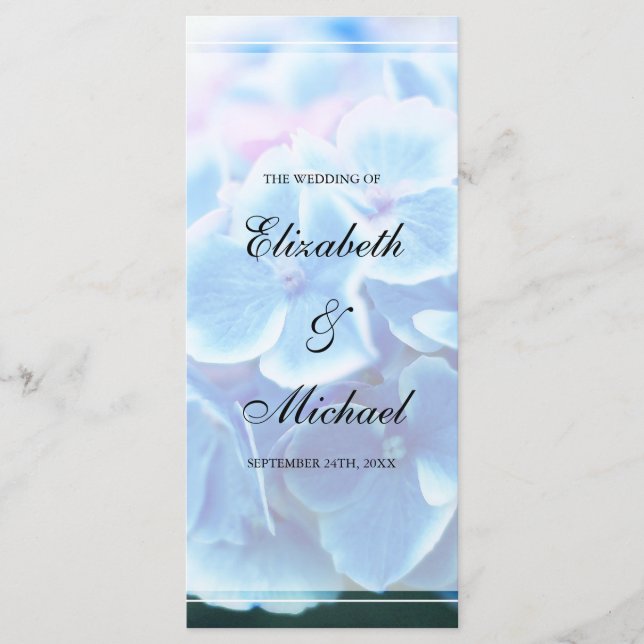 Blue Hydrangea Wedding Program (Front)