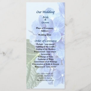 Blue Hydrangea Wedding Program