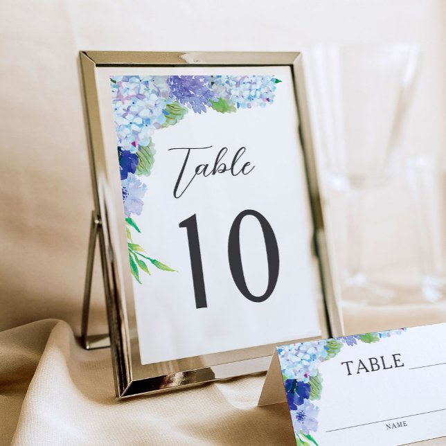 Blue Hydrangea Wedding Reception Table Numbers (Creator Uploaded)