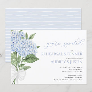 Blue Hydrangea Wedding Rehearsal Dinner Invitation