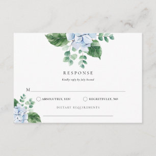 Blue Hydrangea Wedding RSVP Postcard