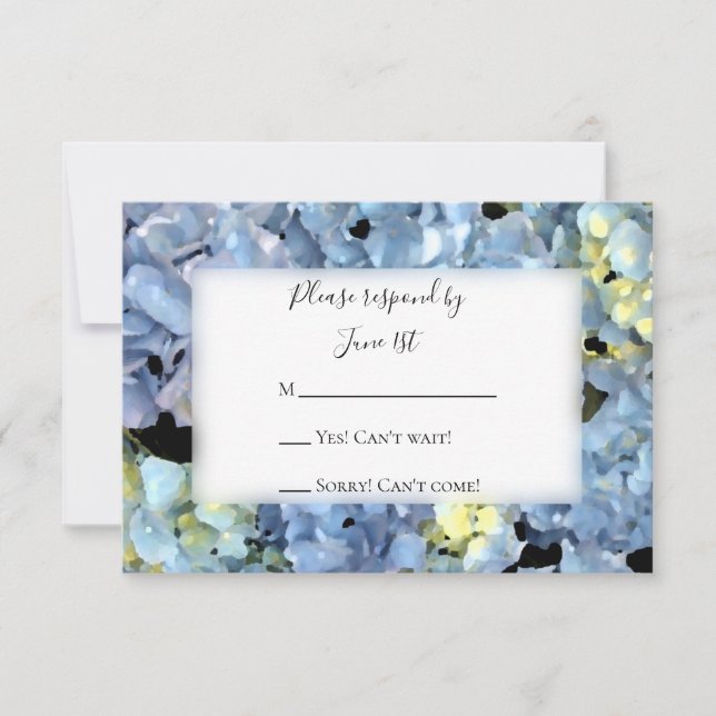 Blue Hydrangea Wedding RSVP Response Card (Front)