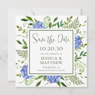 Blue Hydrangea Wedding Save The Date