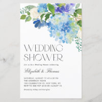 Blue Hydrangea Wedding Shower Invitation