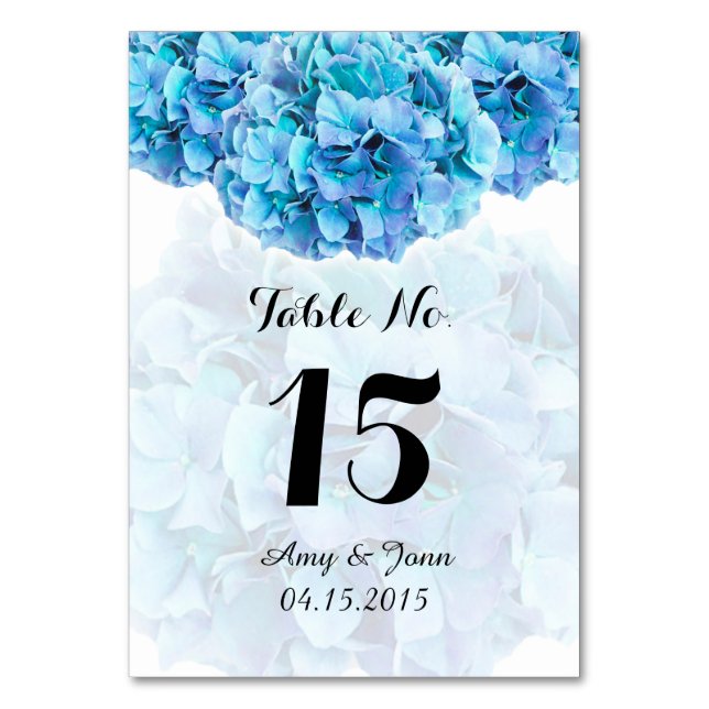 Blue hydrangea wedding table numbers hydrangea3 (Front)