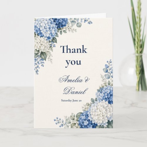 Blue Hydrangea Wedding Thank You Card