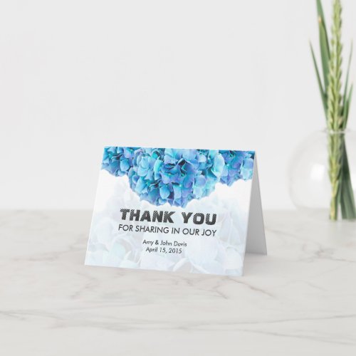 Blue hydrangea wedding thank you card