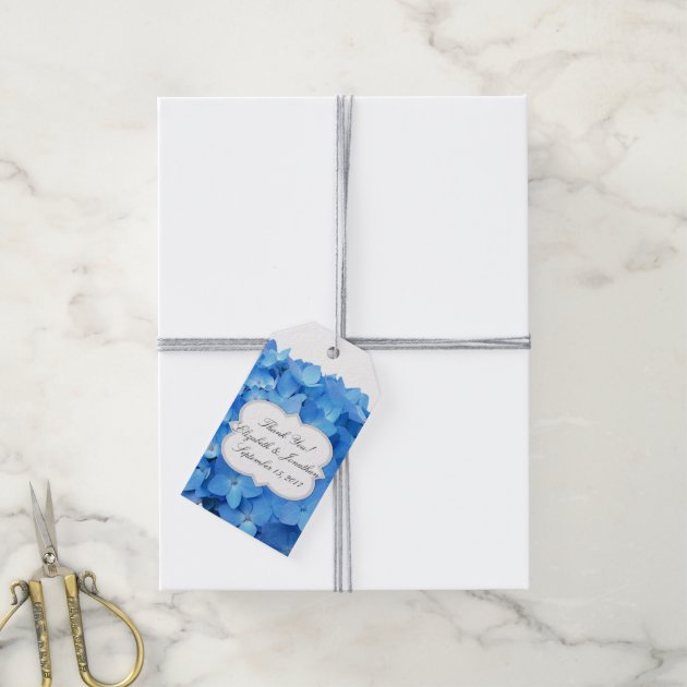 Blue Hydrangea Wedding Thank You Gift Tags